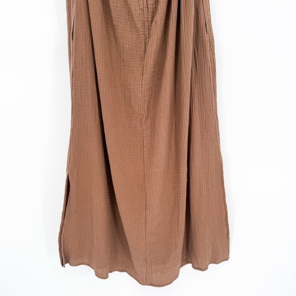 NWT Aemi+Co Midi Cut Out Dress Mocha Brown Cotton Gauze Large - Picture 10 of 15